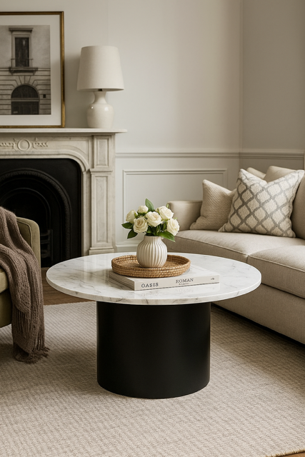 The Classic Greek Calacatta (Black Round Base)