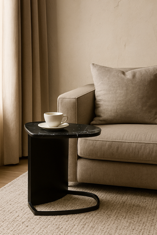 L-Shape Curve (Black Spanish Marble)