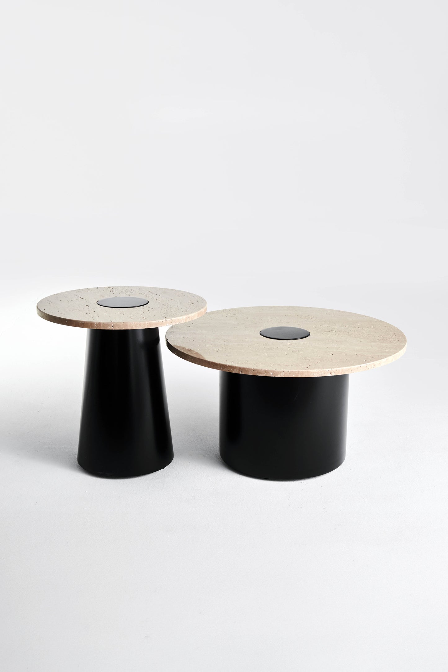 The Classic Travertine (2 Tables-Round & Cone Base)